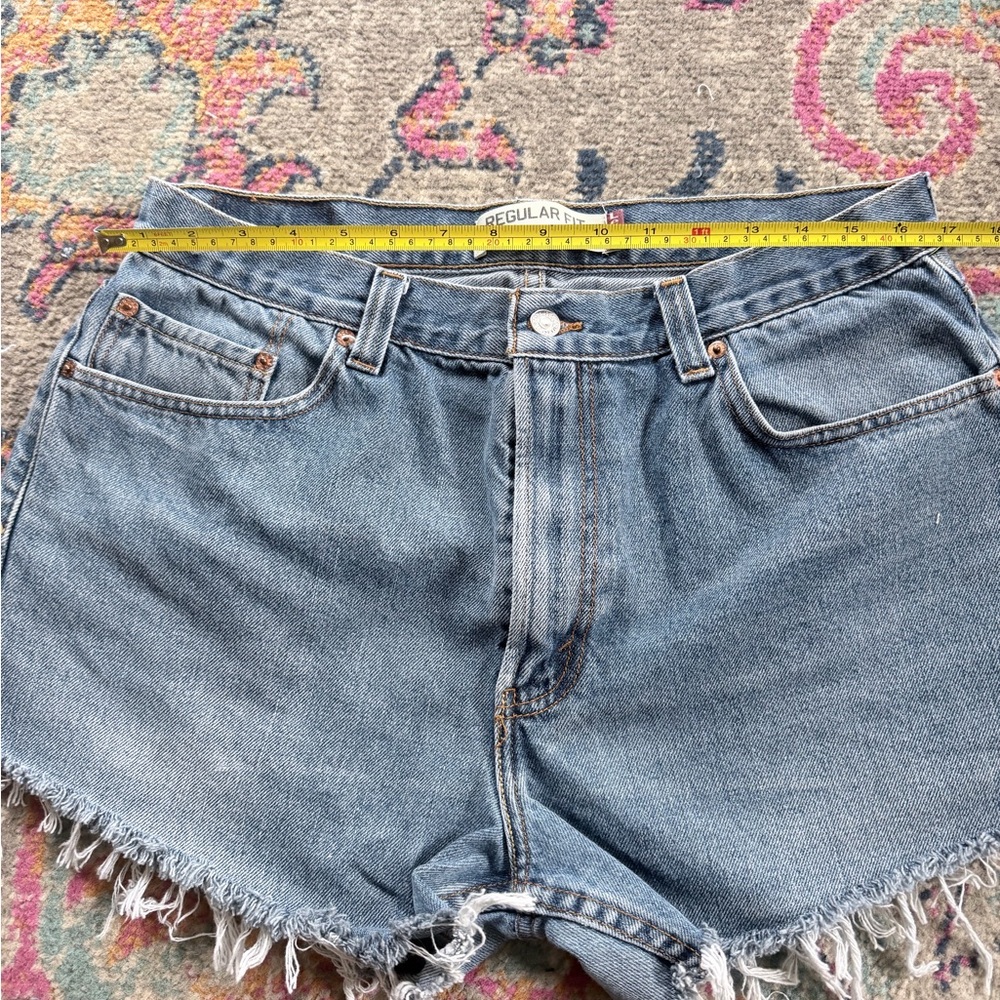 Levi's Light Blue Distressed High-Rise Denim Shorts